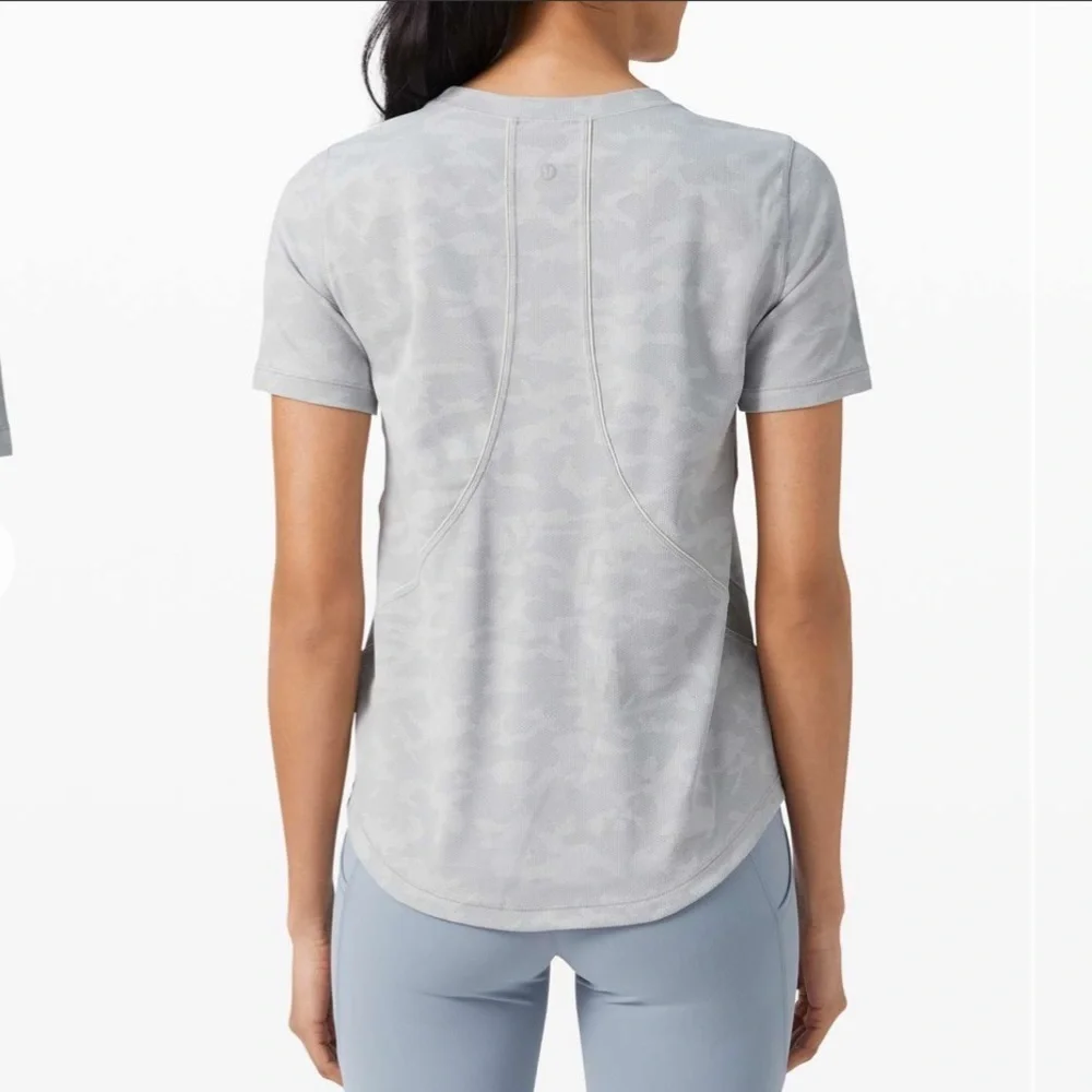 Lululemon Long Distance Short Sleeve Incognito Camo SSL Silver Drop Alpine White
